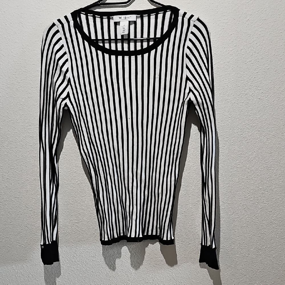 White House Black Market Black and White Striped Top